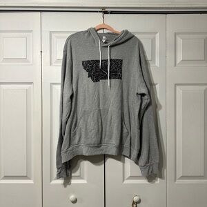 Bella Canvas Heather Gray Hoodie with Montana State Design
